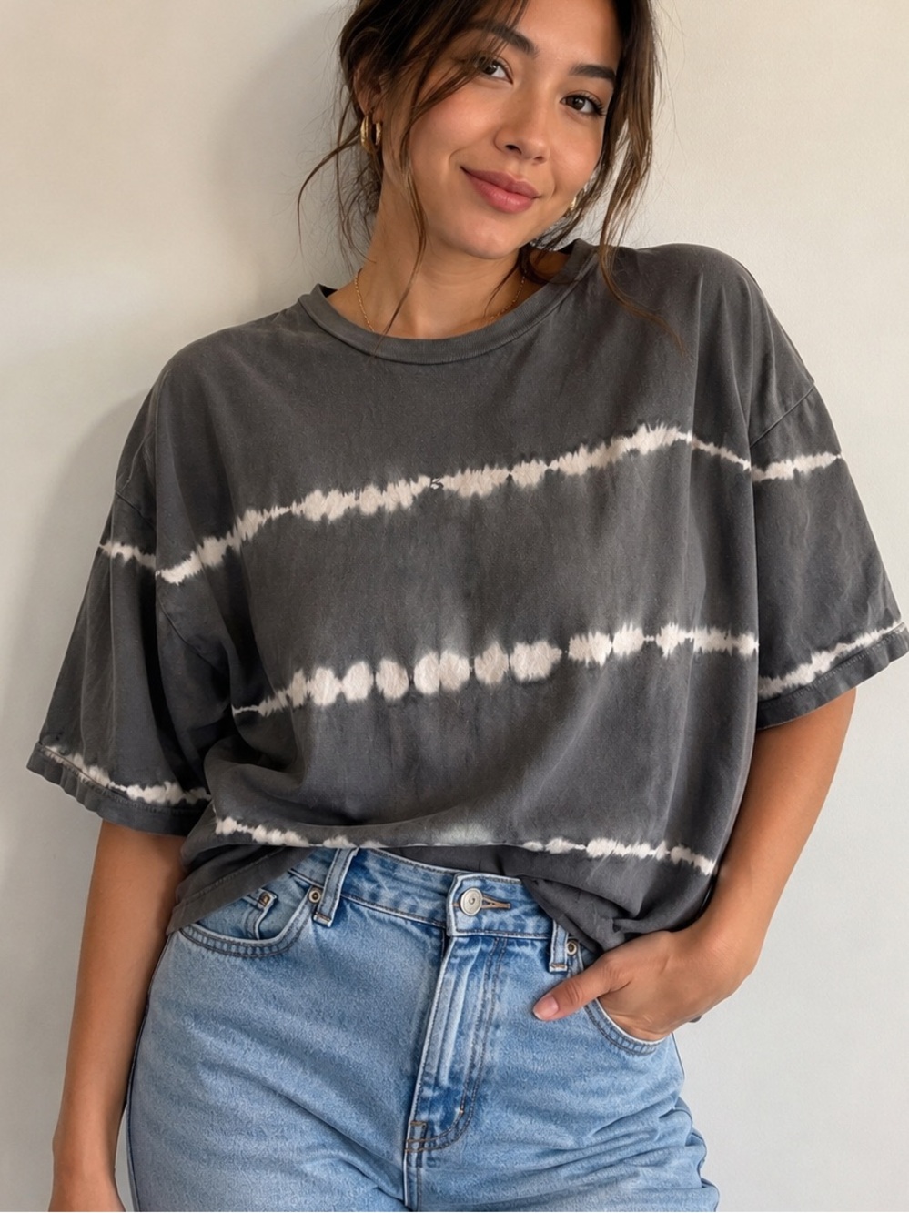 ASOS DESIGN Charcoal Gray Tie Dye Oversized T-Shirt Women’s US 4 Tall